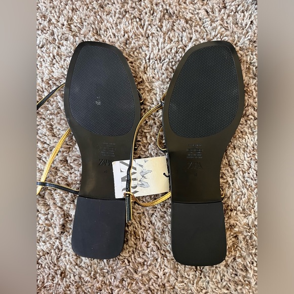 Zara Black Strappy Flat Square Toe Shoes Sandals, Sz. 40 - Picture 7 of 7
